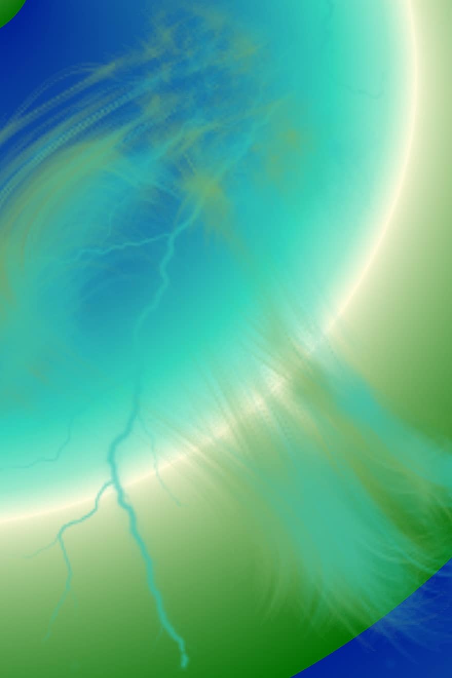 Lightning, Chaotic, Storm, Energy, Bright, Chaos, Caribbean, Blue, Green, Cool, Abstract