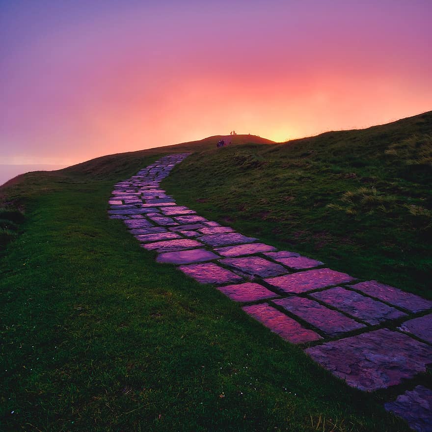 Mam Tor, Peak District, Derbyshire, Sunrise, Pink Light, Countryside, Landscape, Peak, District, England, Hiking