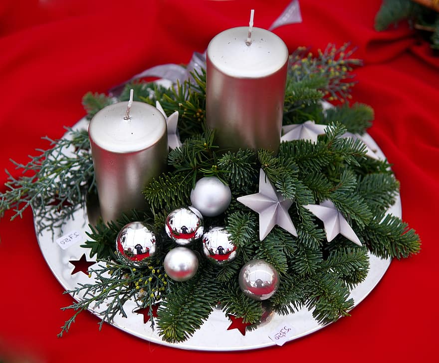 Advent, Weihnachtsschmuck, Kerzen, Tannenbäume