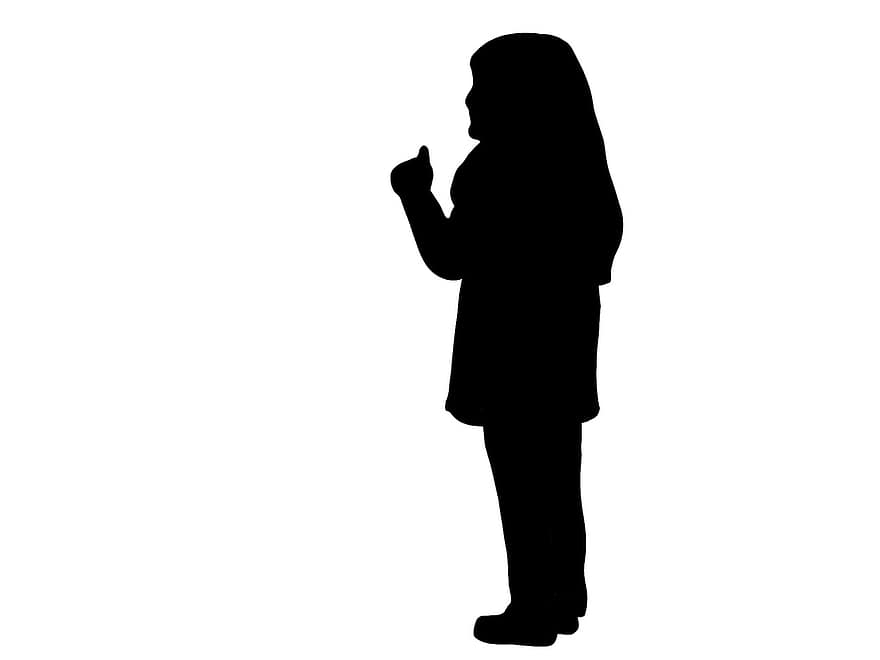 Child, Girl, Silhouette, Stand Up, Speak, Kid, Young, illustration, men, vector, businessman
