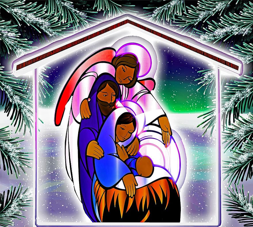 ميلاد ، طفل صغير ، صنوبر ، عيد الميلاد ، دين ، النصرانية ، السيد المسيح ، يسوع ، طفل ، ماري ، مقدس