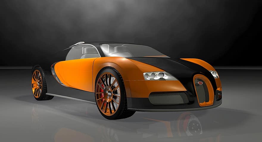 bugatti, veyron, mobil, bolide, prototipe, rendering, tekstur, 3d