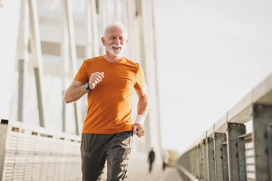 senior, bieganie, mężczyzna, męski, zdatność, zdrowy, aktywny, jogging, przejście na emeryturę, wellness, dopasowanie