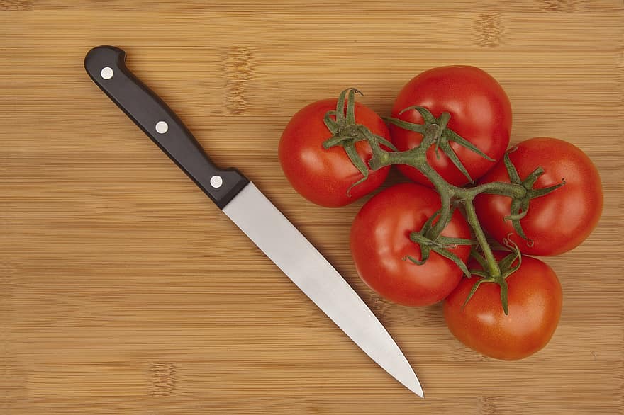 Tomato, Vegetables, Knife, Food, Produce, Red, Fruits, Healthy, Raw, Ingredient, Harvest