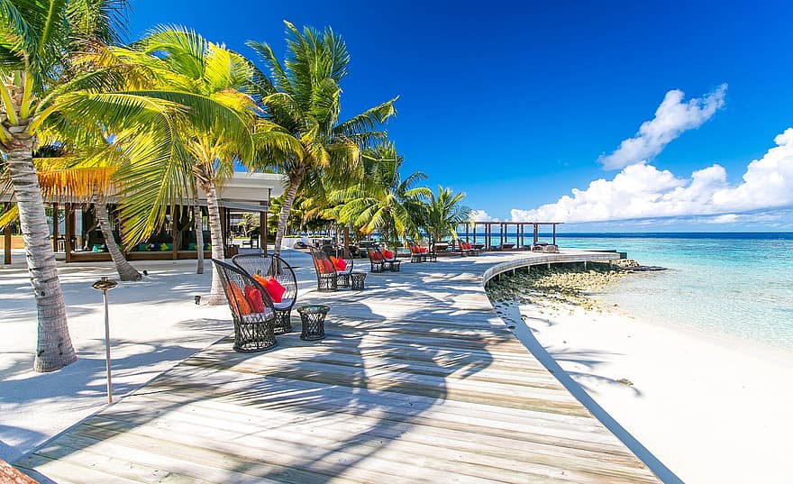 Strand, Resort, Malediven, Meer, Reise, tropisch