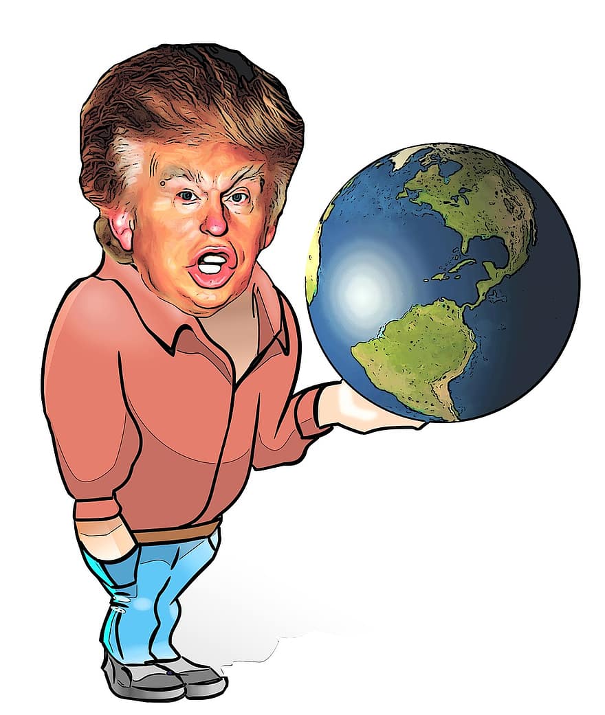 trumf, globus, valg, USA, Amerika, formandskab, karikatur