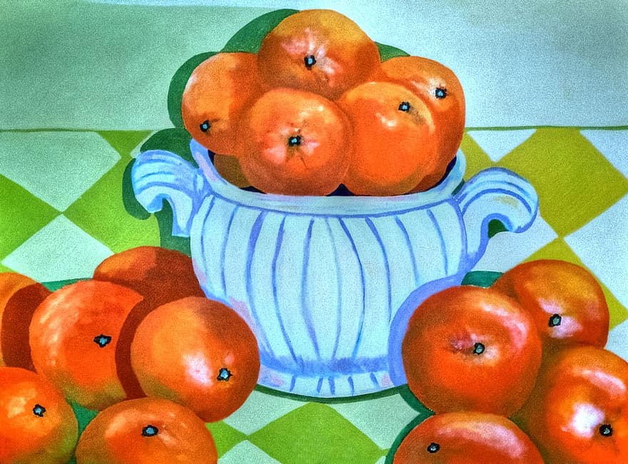 sinaasappels, geschilderd, stoutmoedig