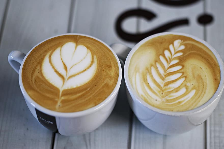 latte art, kávé, kávézó, ital, látte, koffein