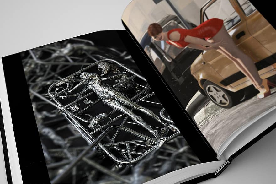 otevřená kniha, přišpendlit, 3D model