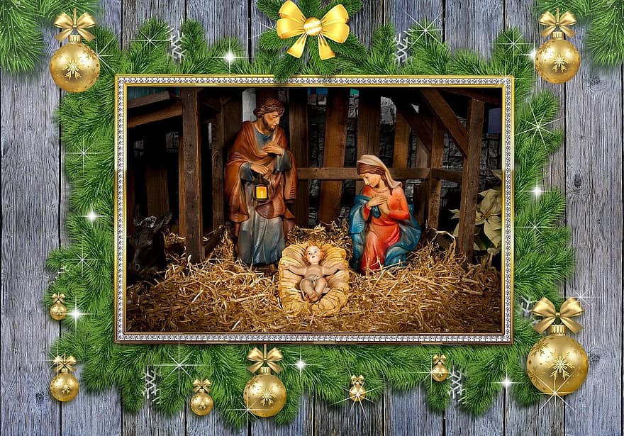 jul, nativity scenen, Jesus, vagga, kristus, Gud, religion, barn, födelse, maria, jose