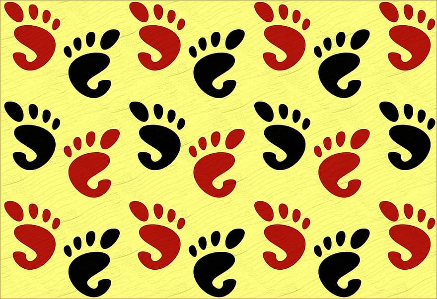 Füße, Fuß, druckt, Mensch, Karosserie, Organe, Finger, Marken, rot, schwarz, gelber Hintergrund