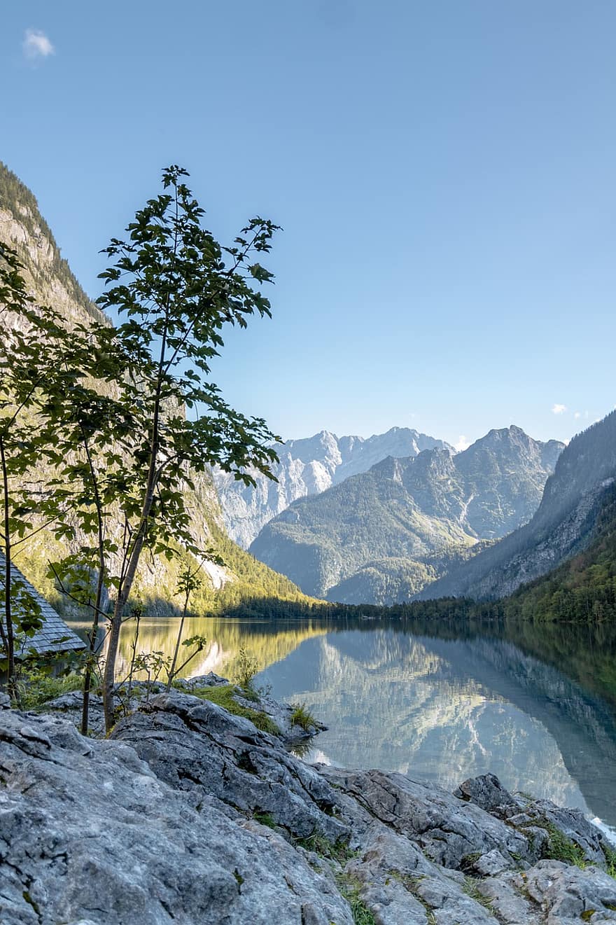 muntanya, llac, berchtesgaden, paisatge