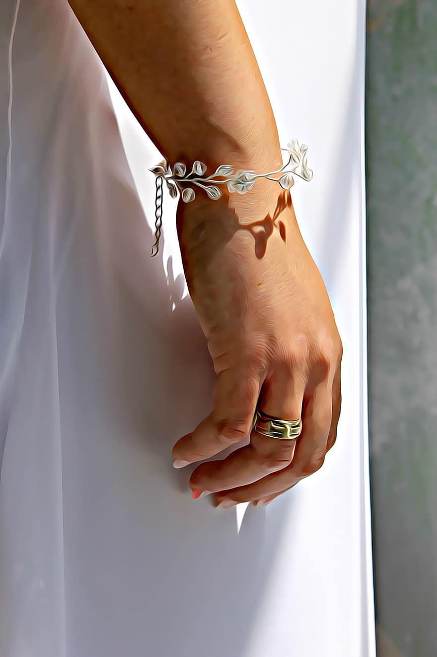 la mariée, Alliance, Eljegyezés, mariage, bracelet, bijoux, main, la faculté, doigt, femme