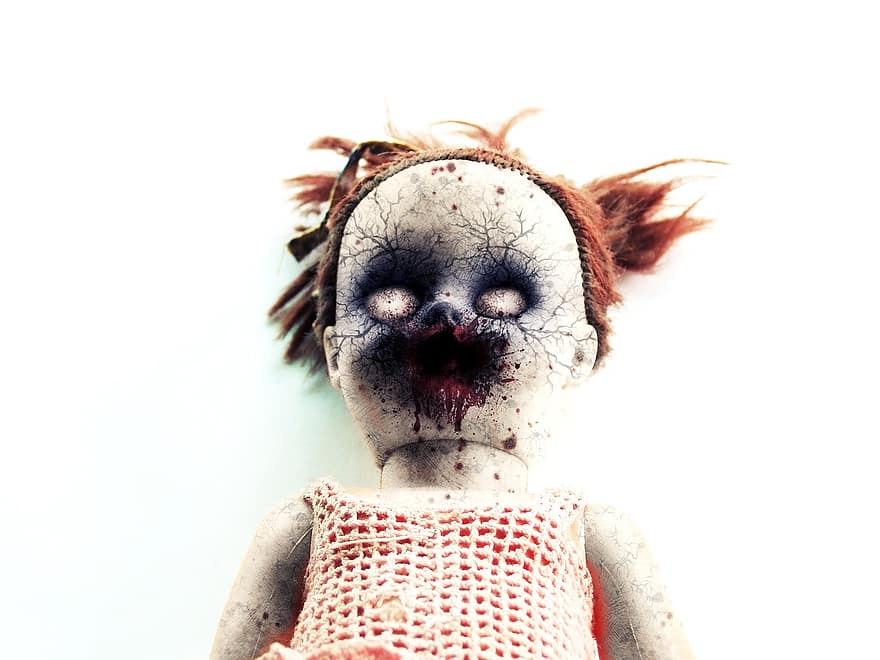 lėlė, žaislas, Zombie, siaubas, miręs, Helovinas, baisu, velnias