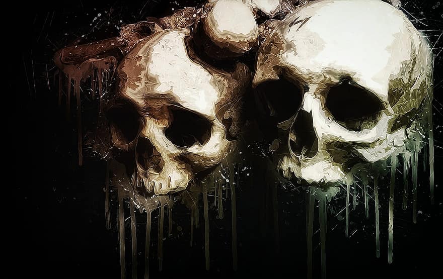 cranis, ossos, Ossos de cranis, esquelet, disseny, mort, horror, fosc, gòtic, macabre, por