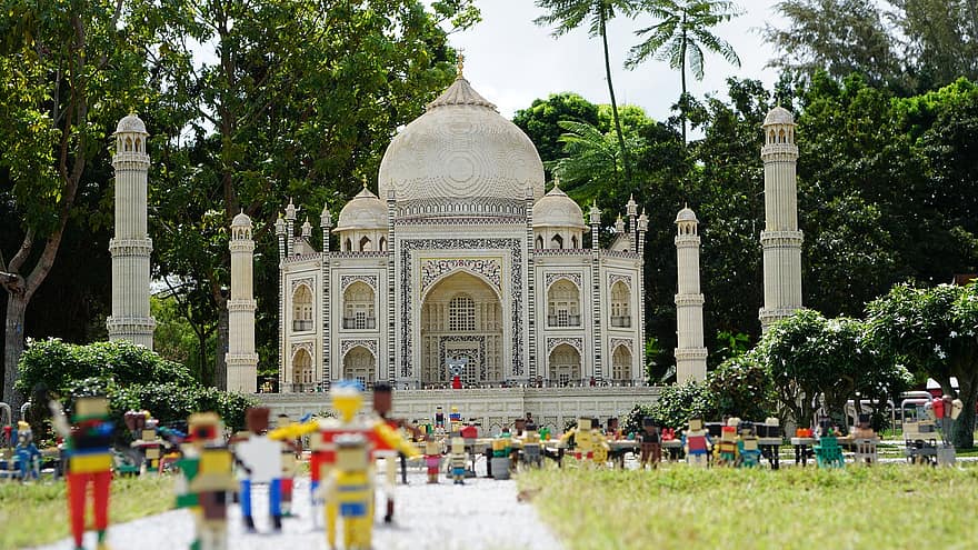 lego, Taj Mahal, miniature, by, lego land, detalje, mikro, legoland, model, rejse, bygning