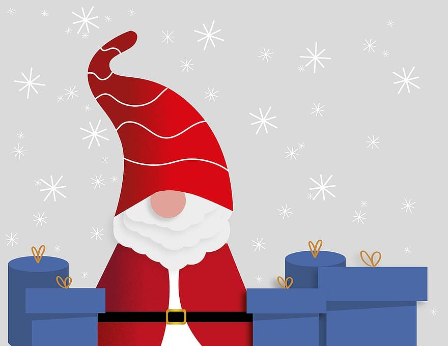 Santa Claus, Nicholas, Gifts, Winter, December, Advent, Christmas, Deco, Cartoon