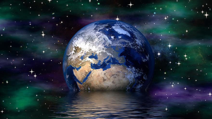 Terre, globe, eau, vague, mer, Lac, réglage, apocalypse, énergie, climat, protection du climat