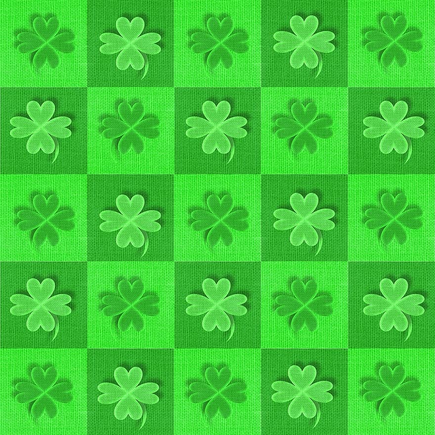 kleding stof, klavers, St Patrick's Day, groen, tinten, vormen, 4-leaf, Klavertje 4, succes, geluk, Lucky