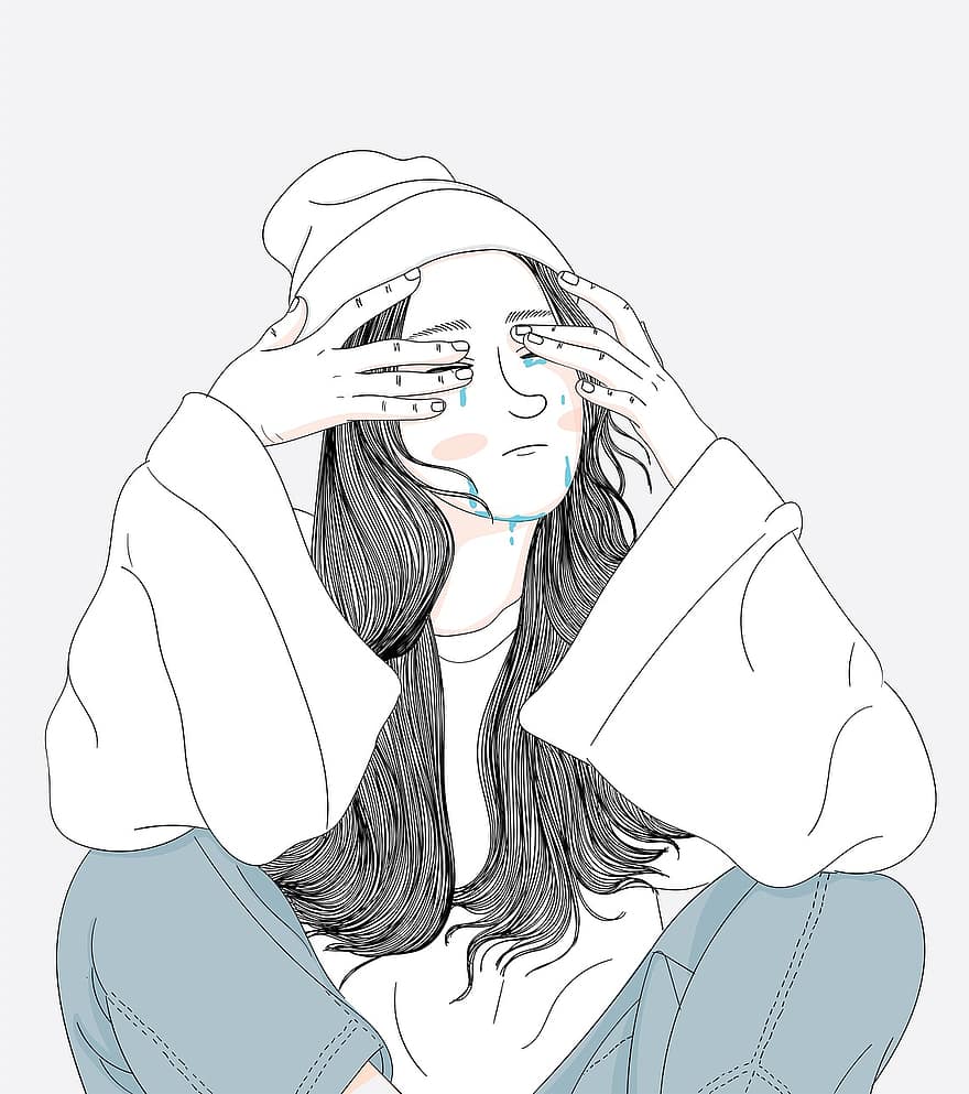 Woman, Crying, Sad, Depression, Tears, Face, Depressed, Unhappy, Person, Girl, Home