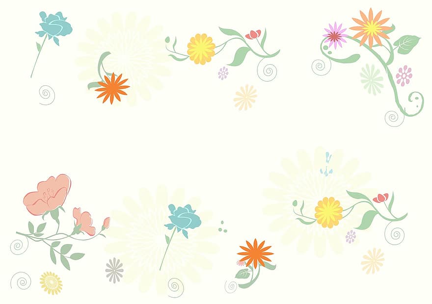 Illustration, Flowers, Background, Colors