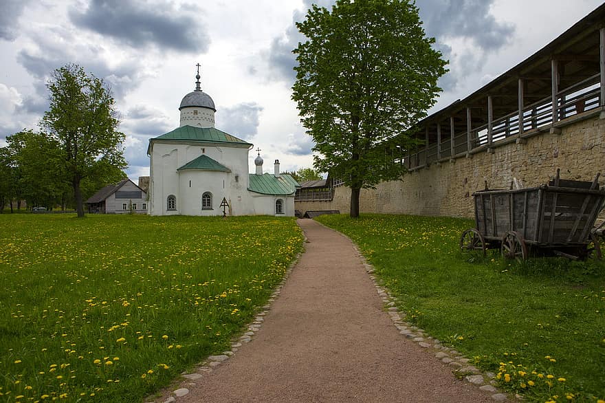 katedral nicholas, Katedral, gereja, Arsitektur, benteng, izborsk, Rusia