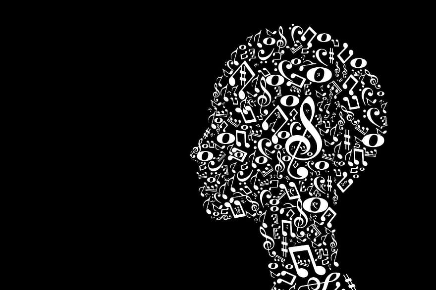 голова, Музыка, скрипичный ключ, звук, концерт, музыкант, notenblatt, ключ, ноты, клепок, линии