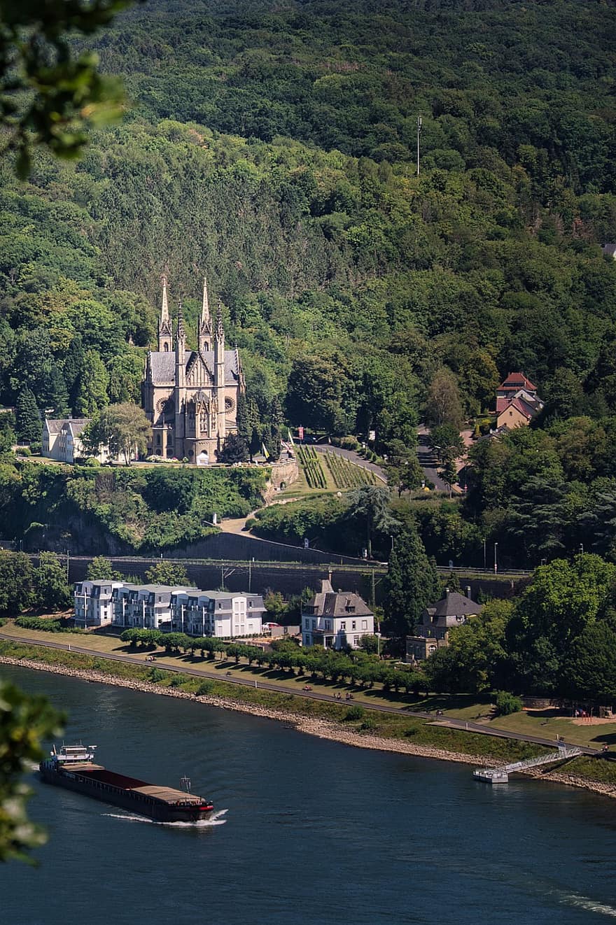 Rijn, rivier-, Duitsland, luchtfoto