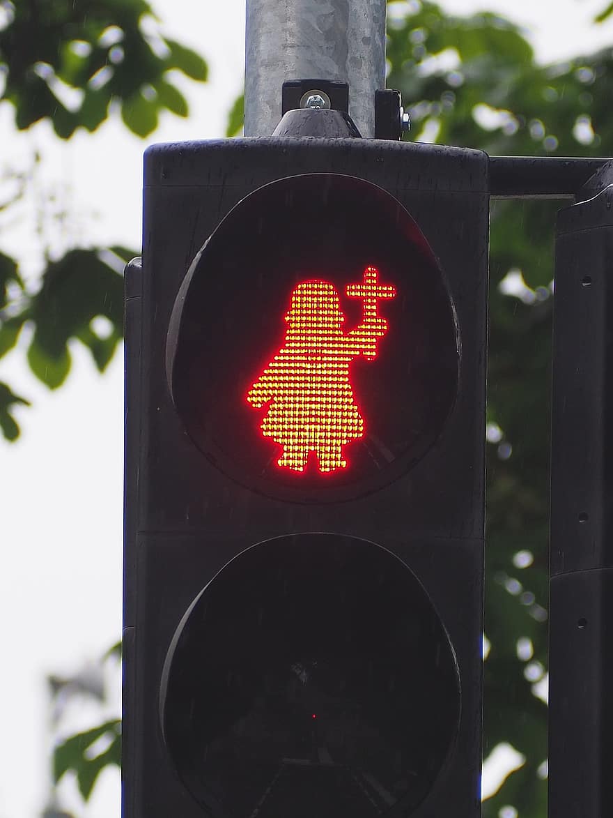 semaforo, rosso, uomo del semaforo, San Bonifacio, Fulda, segnali stradali, luci pedonali, attraversare, traffico, attrezzatura per l'illuminazione, cartello
