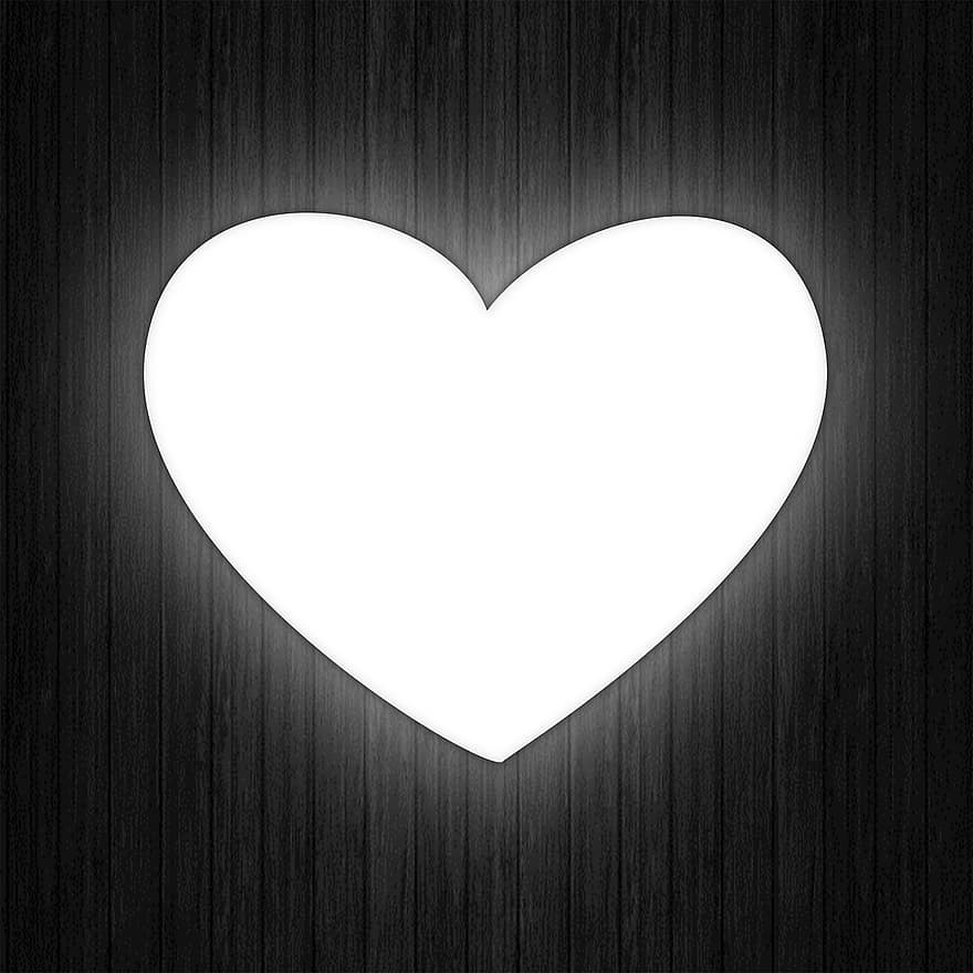 καρδιά, λευκό, Ιστορικό, ξύλο φόντου, μαύρο φόντο, Βαλεντίνος, αγάπη, συναισθήματα, ρομαντικός