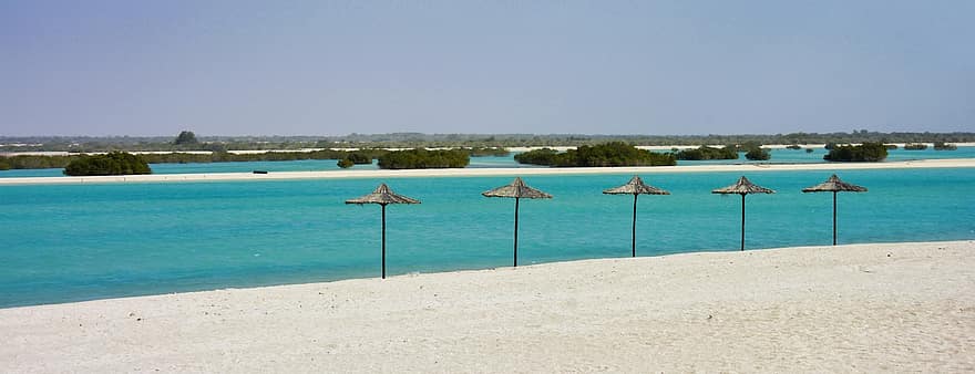 wyspa, tropikalny, plaża, podróżować, badanie, przeznaczenie, raj, sir bani yas, Zjednoczone Emiraty Arabskie, morze, Natura