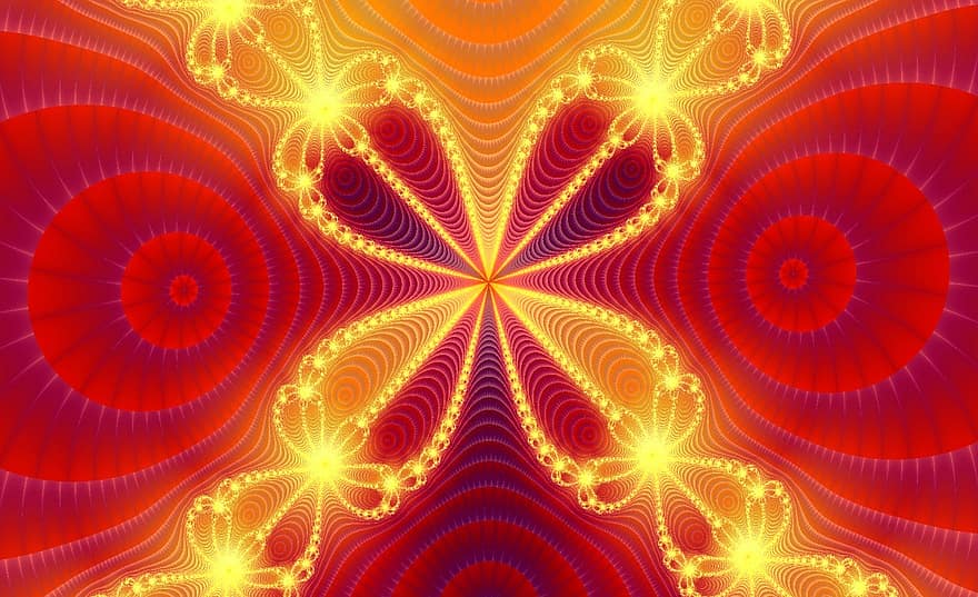 fractal, patroon, achtergrond, oranje