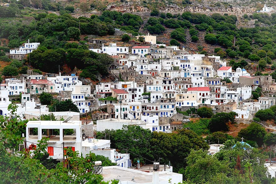wioska, Góra, naxos, Grecja, górska wioska, Cyklady, Budynki, architektura, kultury, cele podróży, podróżować