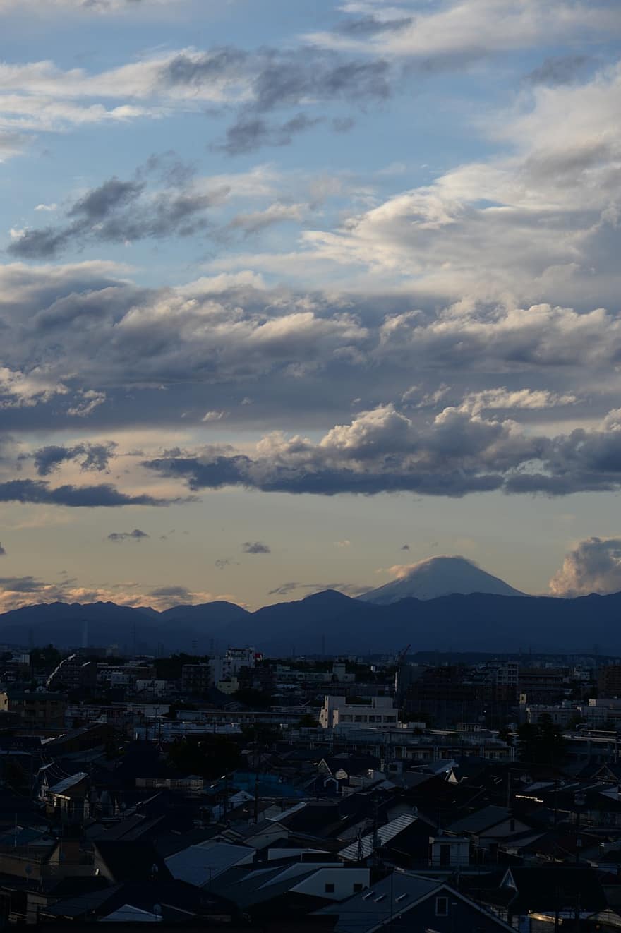 후지산, 일본, 하늘