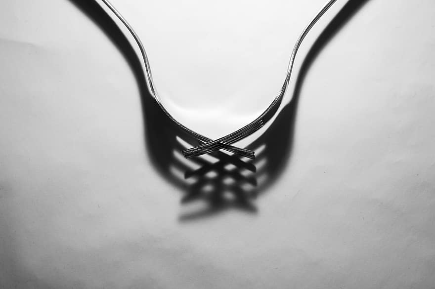 gafler, bestik, sølvtøj, metal, sølv, skygge, tæt på, sort og hvid, baggrunde, enkelt objekt, makro