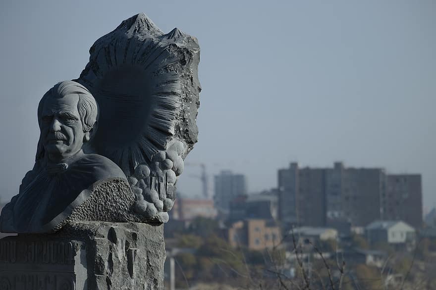 staty, kyrkogård, stad, skulptur, yerevan, armenien, närbild, arkitektur, turism, kultur, detaljer