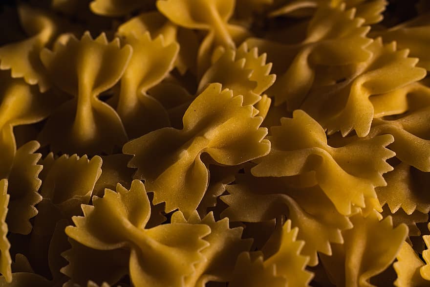 pasta, pastry, flour, food, close-up, backgrounds, bow tie pasta, yellow, healthy eating, meal, dry