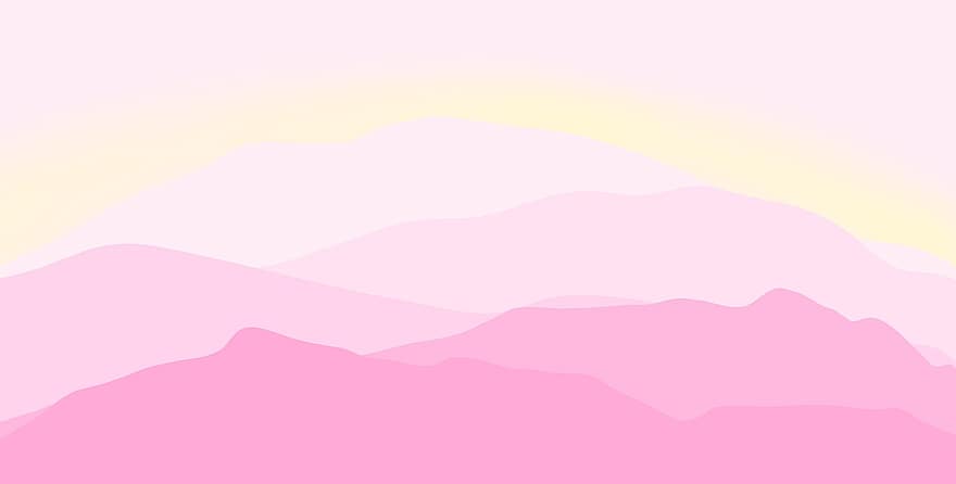 गुलाबी, पहाड़ों, प्रकृति, डिजिटल कला