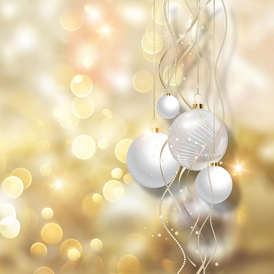 karácsonyi háttér, arany díszek, bokeh, Karácsony, Arany, dísz, ünnep, dekoráció, aranysárga, téli, dekoratív