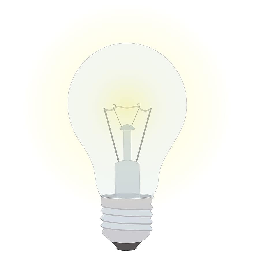 bec, ușoară, lampă, sticlă, ilumina, iluminat, luminos, electricitate, idei, echipamente de iluminat, ilustrare