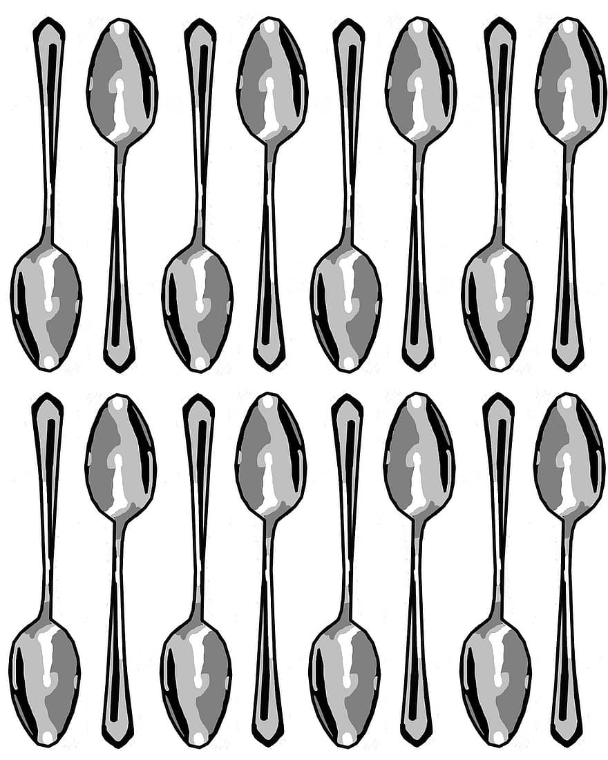 Spoon, Clip, Art, Background, Invitation, Scrapbook, Design, Silver, Grey, Gray