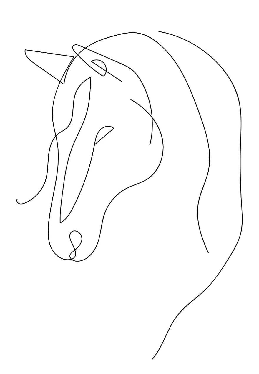 dyr, hest, tegning, kunst, hingst