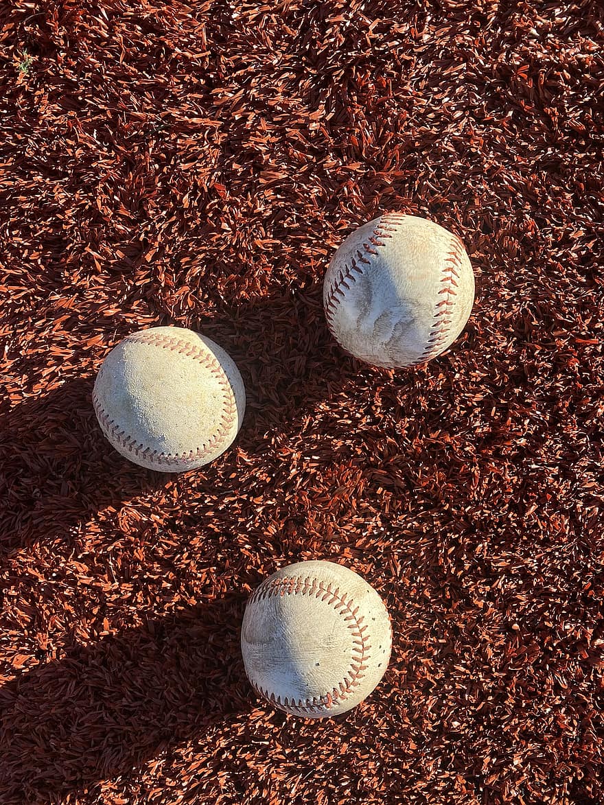 sport, míče, baseball, aktivita, pole, míč, zařízení, kůže, detail, týmový sport, infield