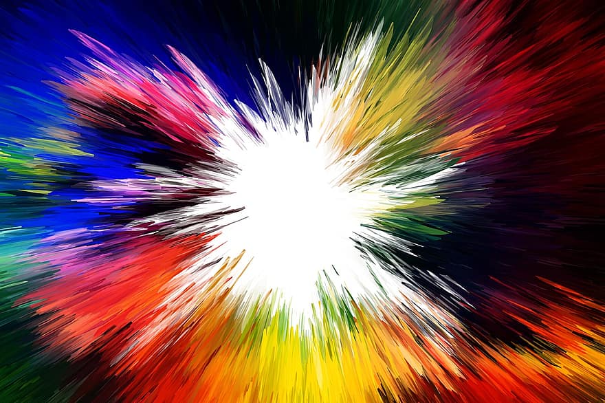 räjähdys, räjähtää, väri-, tähti, värikäs, abstrakti, kuvio, farbenspiel