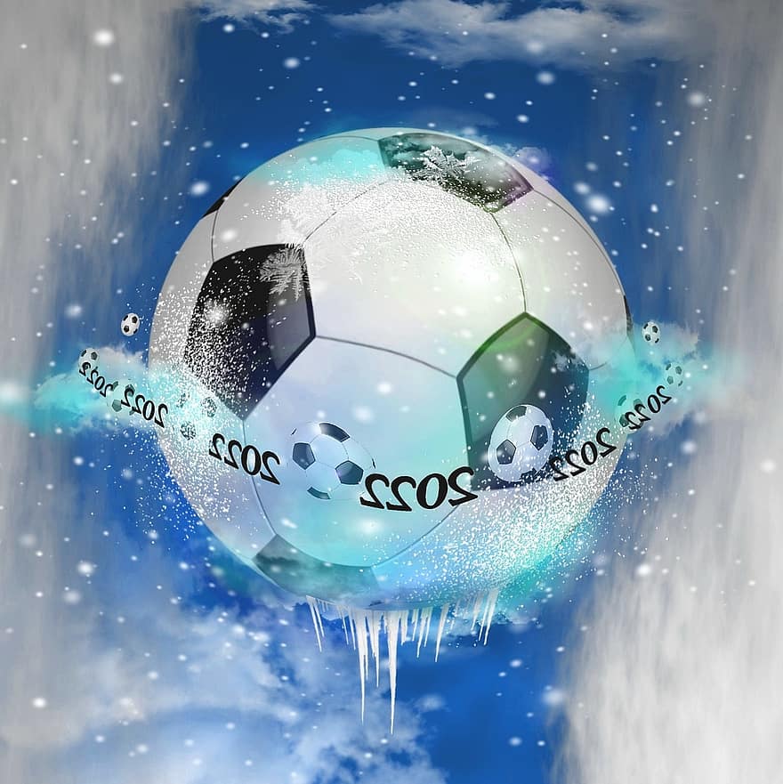 Fotbal, světový šampionát, sport, fantazie, zimní, sníh, zamrzlý, rok