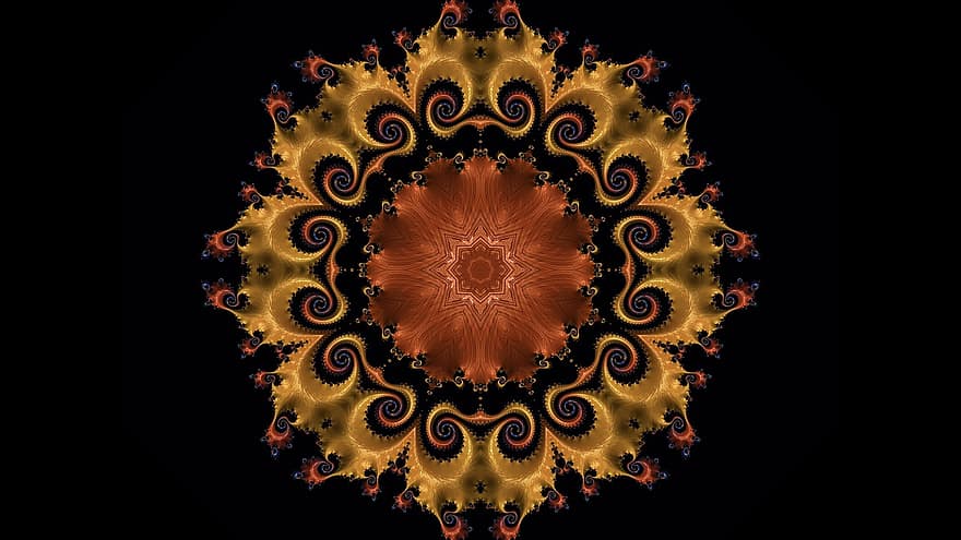 kalejdoskop, Fraktal mønster, roset, abstrakt kunst, baggrund, digital kunst