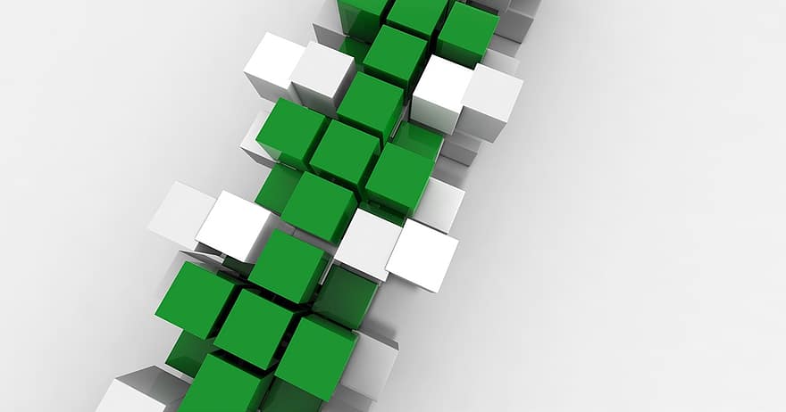 cubo, verde, bianca, design, moderno, forma cubica, immagine di sfondo, astratto, struttura, sfondo, piazza