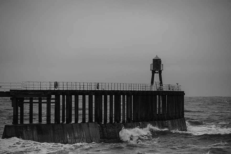mare, dig, Whitby, yorkshire, port, ocean, valuri, Anglia