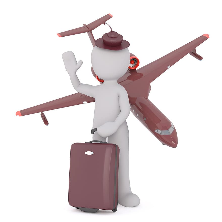 bílý samec, 3D model, izolovaný, 3d, Modelka, plné tělo, bílý, letuška, Letuška, cestovatel, let