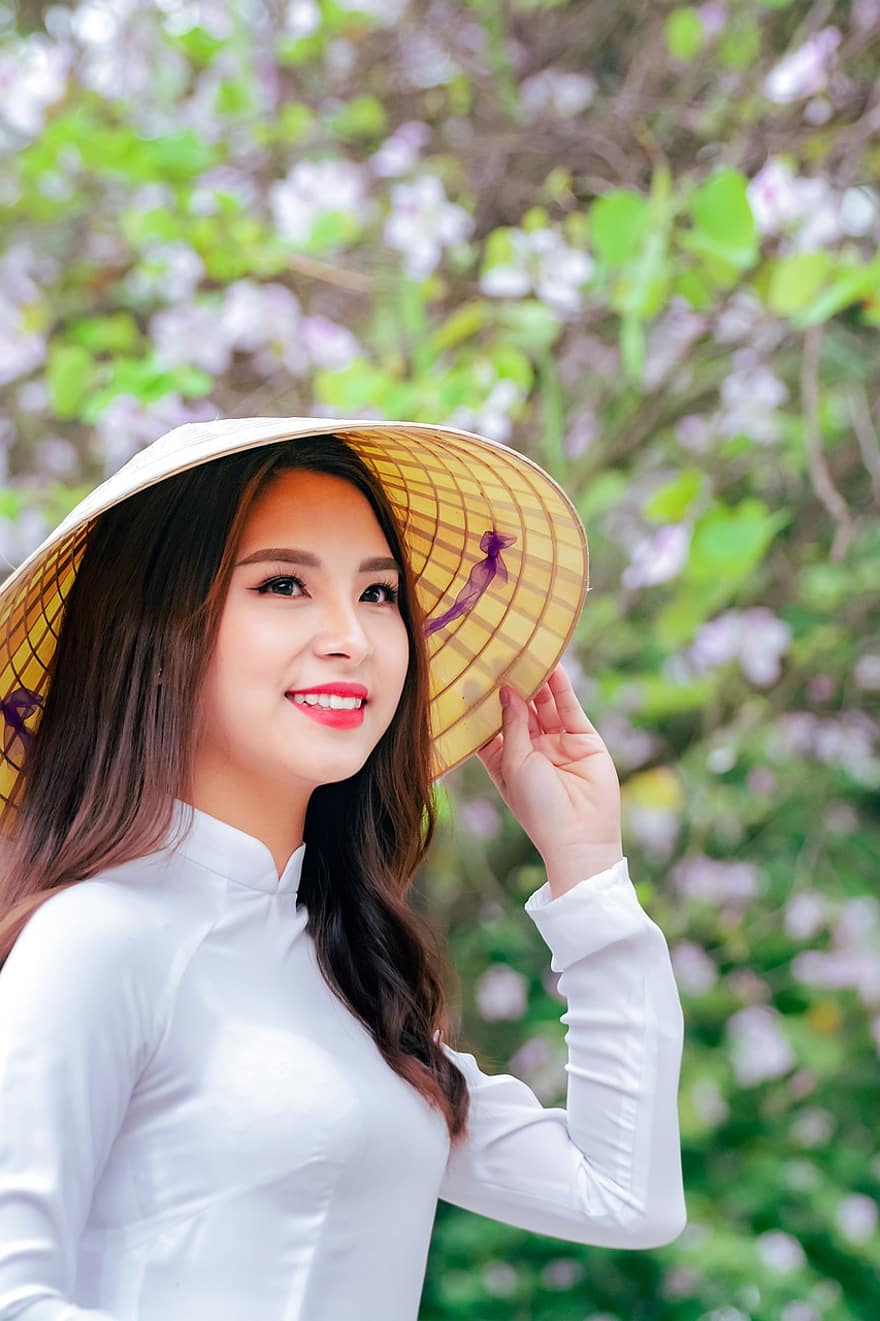 ao dai, Moda, mujer, vietnamita, Vestido Nacional de Vietnam, tradicional, hermoso, bonita, niña, actitud, modelo